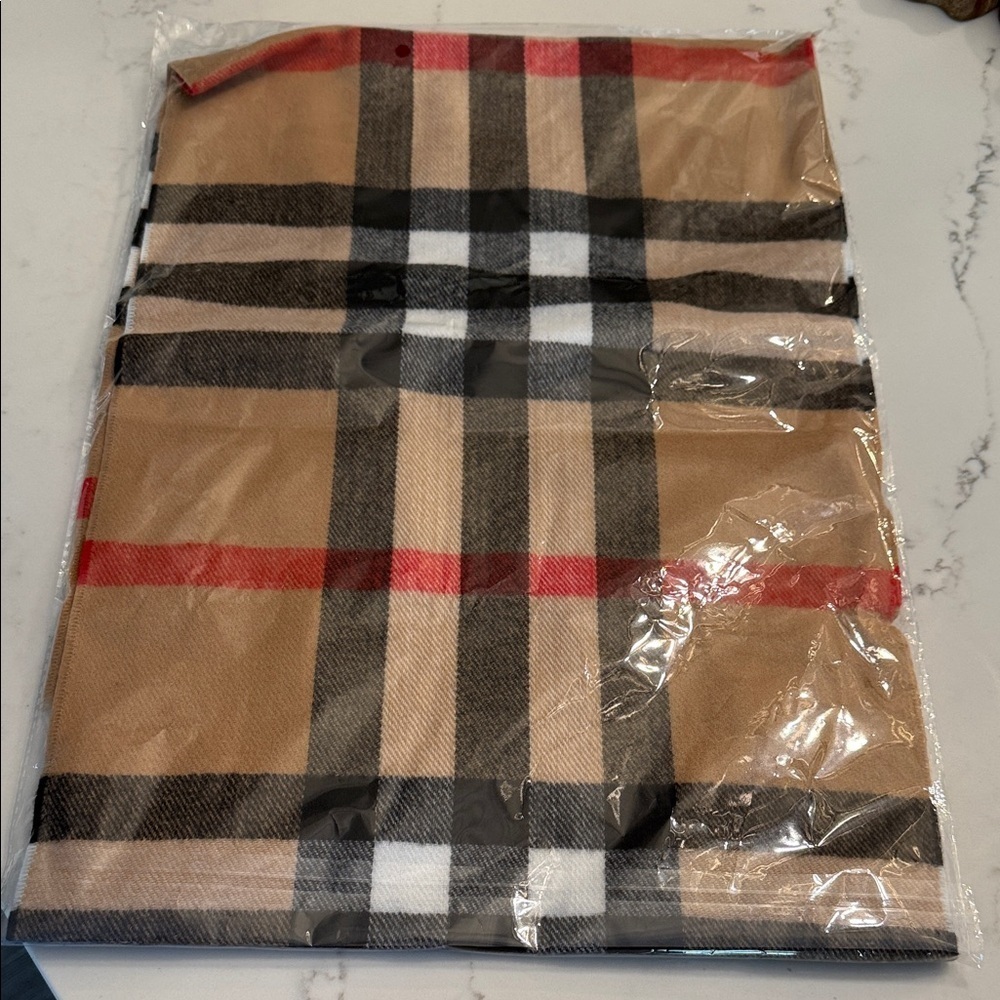 Plaid Scarf with Red and Black Accents